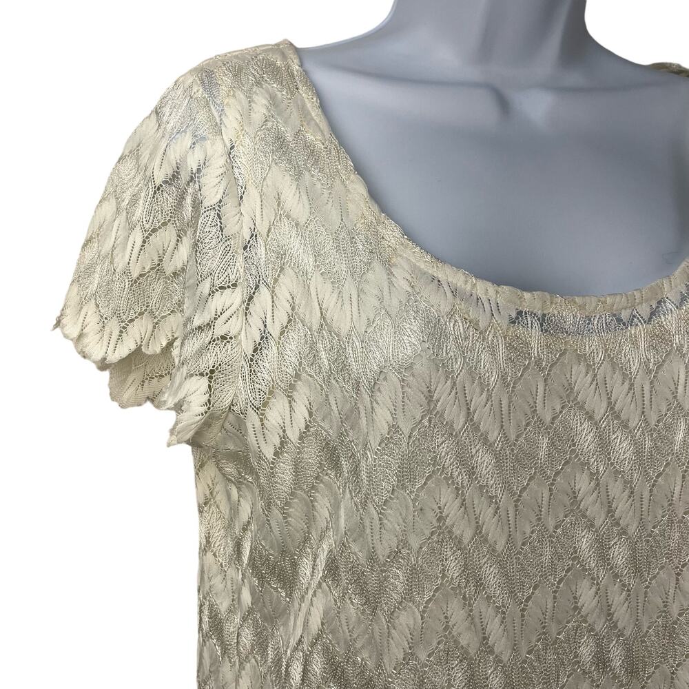 Ann Taylor Medium Lined Lace Top Cream Stretch